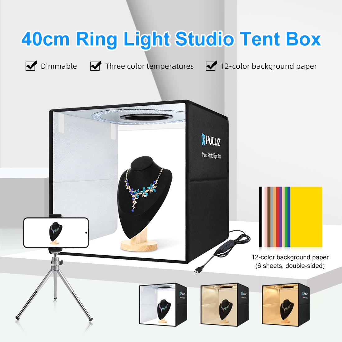 PULUZ 40cm 접이식 휴대용 링 라이트 USB 사 - Photography Lighting Case 리뷰 및 가격