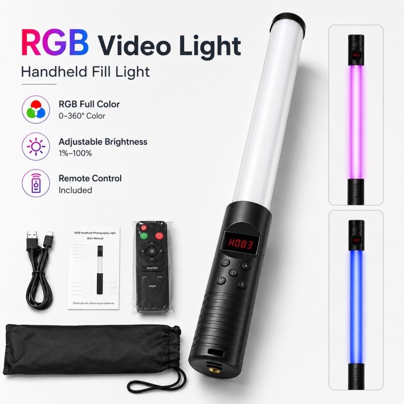 RGB 휴대용 비디오 라이트 완드, 사진, 브이로그,  - Torjim Rgb Photography Video Lighting 리뷰 및 가격