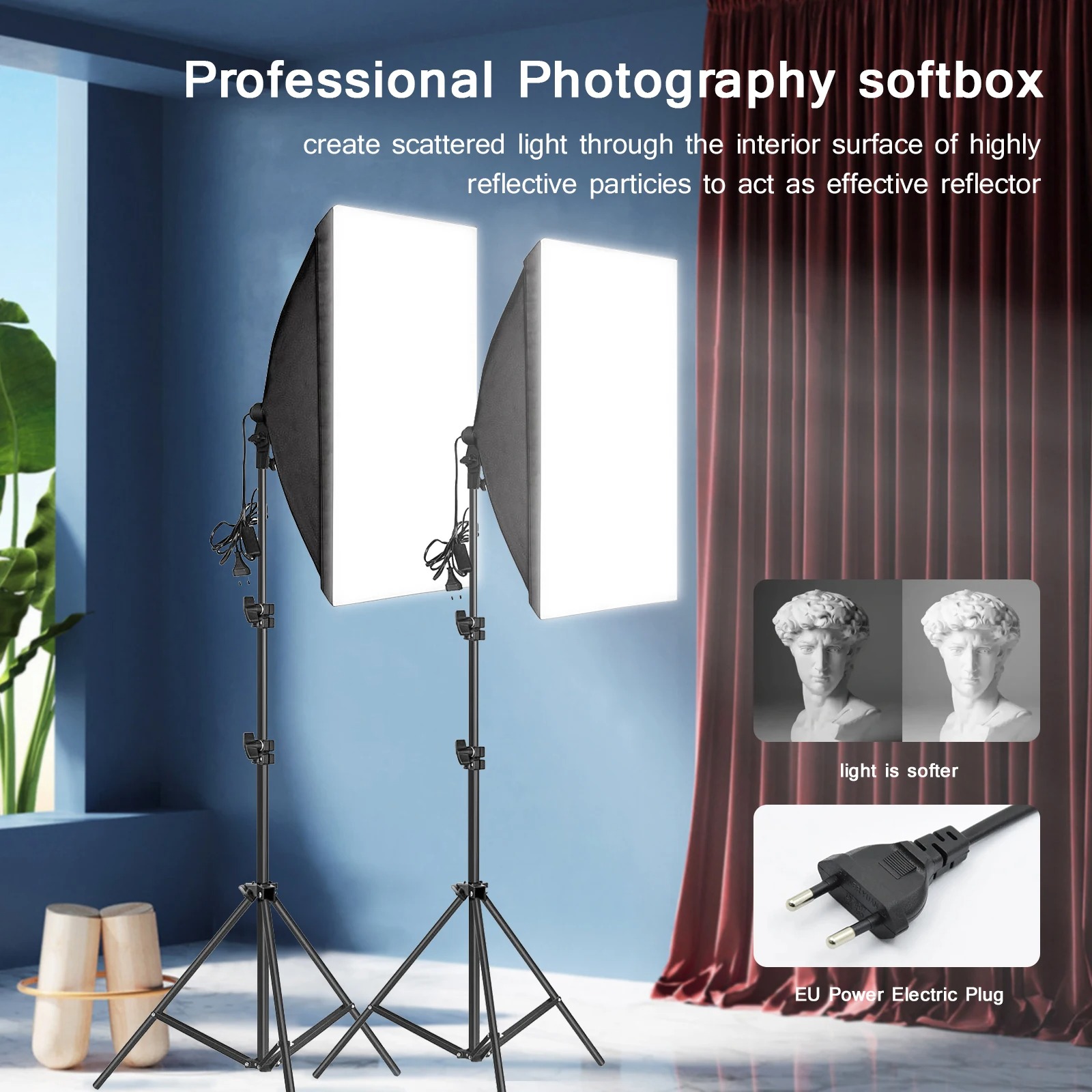 전문 사진 소프트박스 조명 소프트 박스 삼각대 포함 E - Photography Lighting Professional 리뷰 및 가격