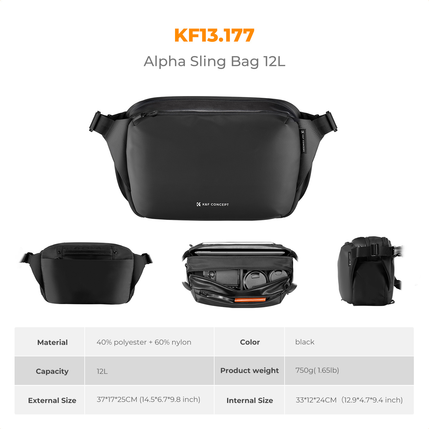 K&F CONCEPT 12L/10L 카메라 슬링백 방수 - Photography Lighting Bag 리뷰 및 가격