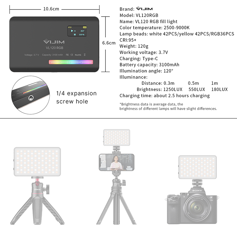 Ulanzi VL120 RGB 카메라 비디오 라이트 미 - Torjim Rgb Photography Video Lighting 리뷰 및 가격